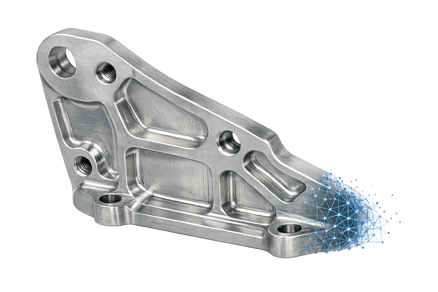 Precision machined component being digitised into a 3D CAD model