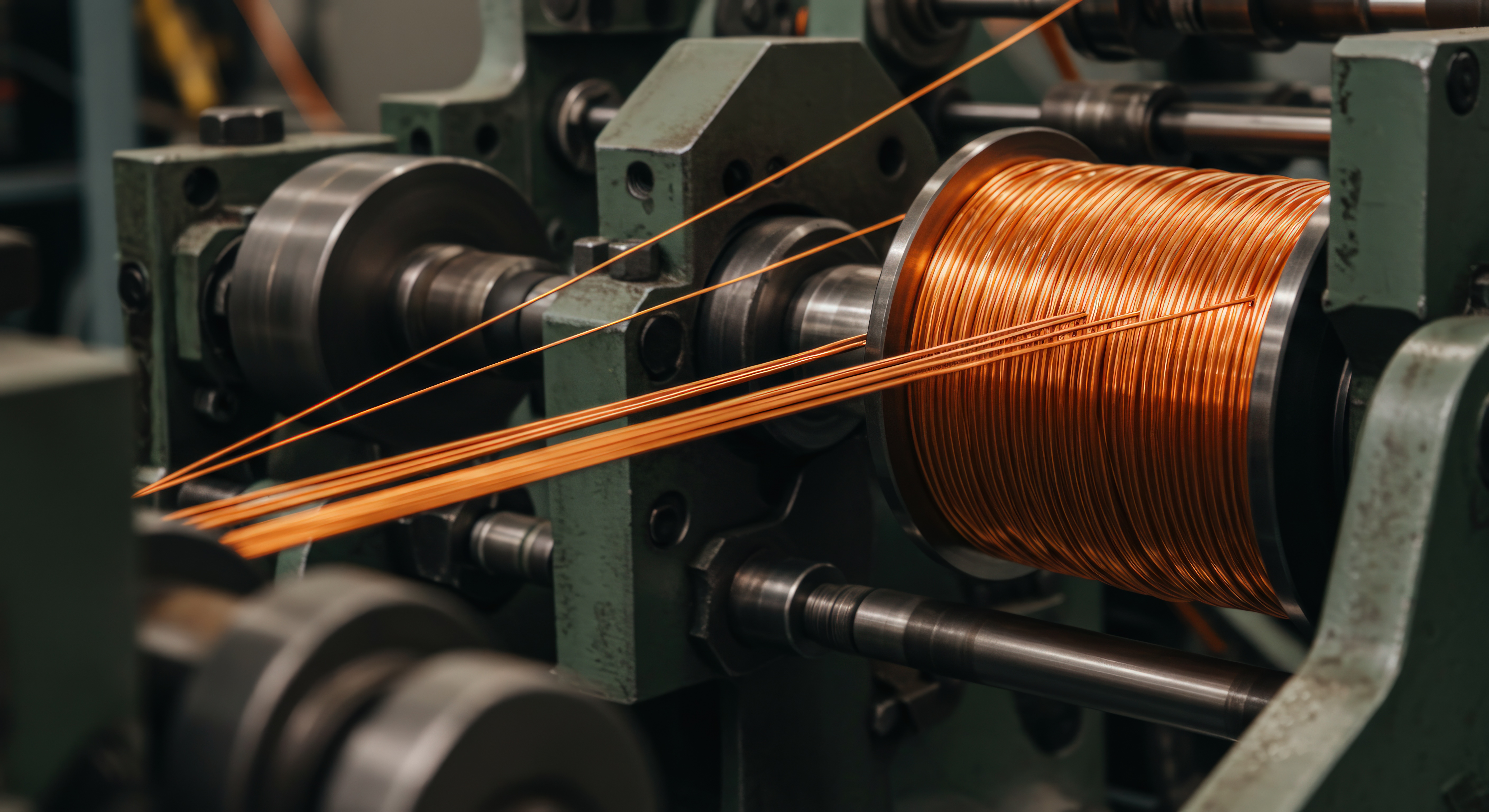 Copper wire manufacturing process on an industrial machine